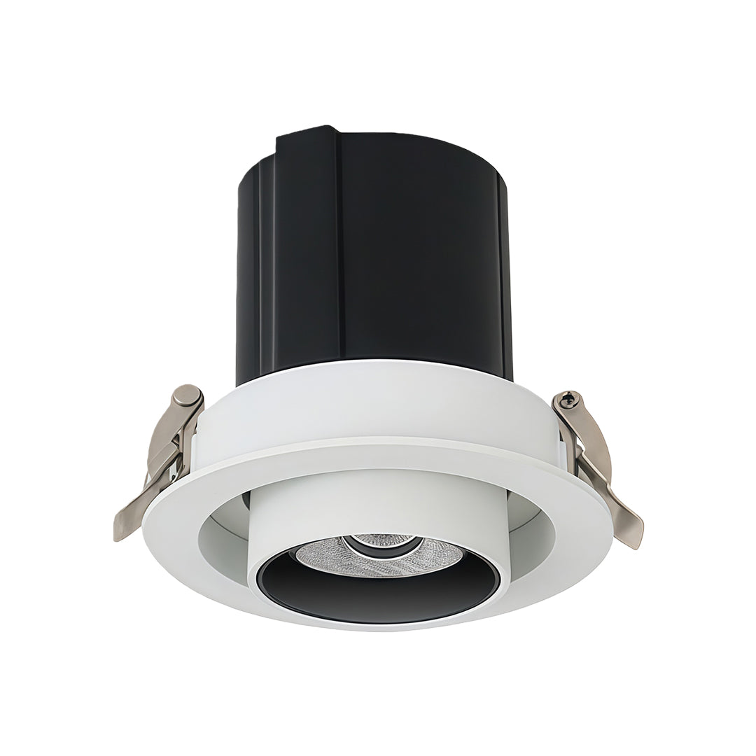 Energy-efficient LED indoor spotlights featuring white bezel and glass shade chandelier inspired deep reflector design.