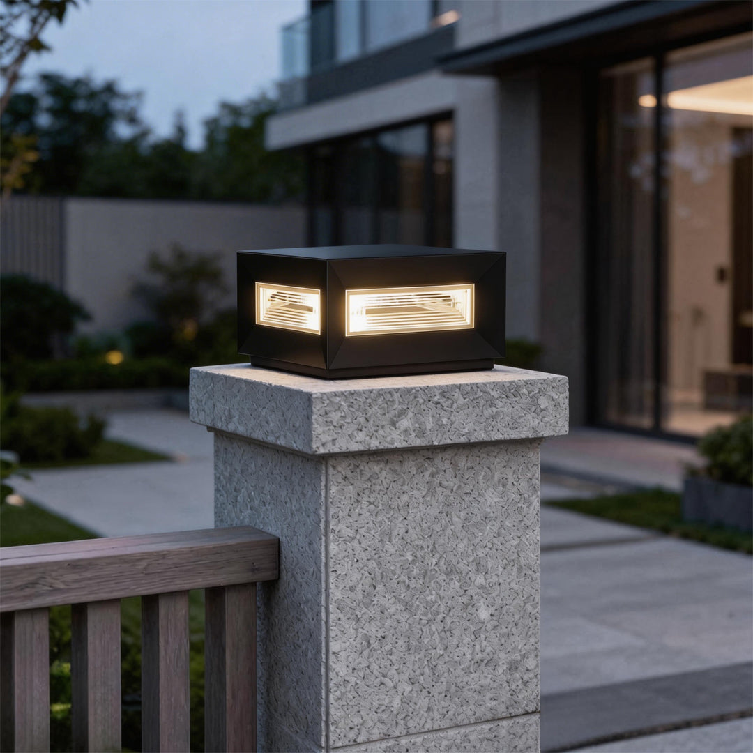Enhance your outdoor spaces with square pillar lights modern cube frame solar fence lights, perfect for pathways and patios.