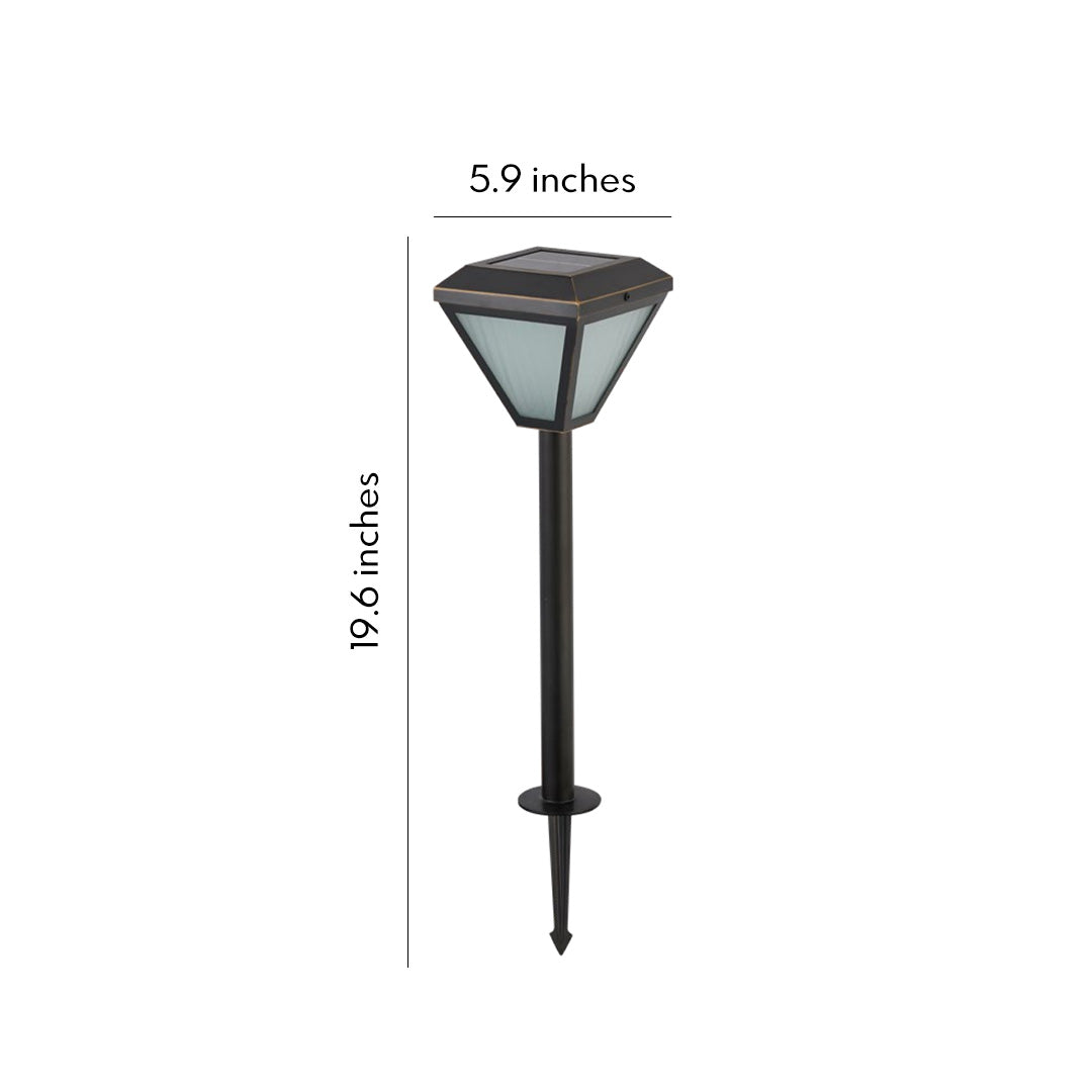 Technical diagram of exterior path lighting, showcasing its compact and functional design.
