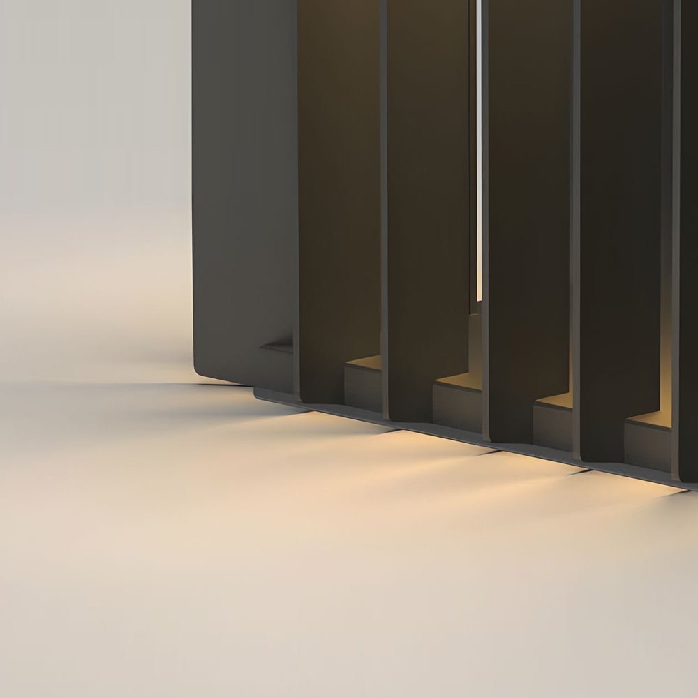 Exterior pillar lights in black finish, displayed against a white background.
