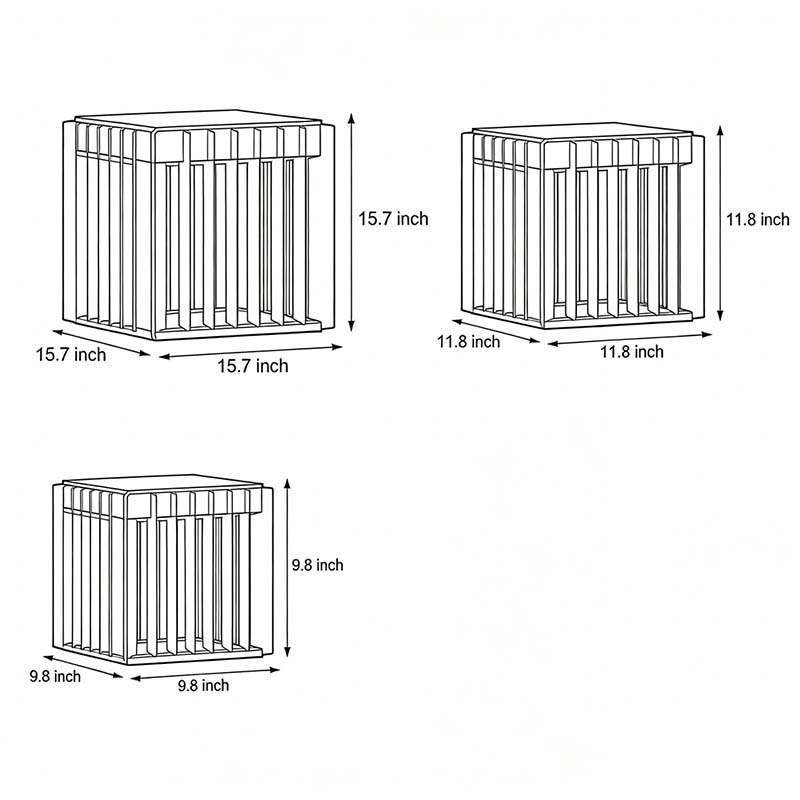 Line drawing of exterior pillar lights dimensions, providing installation specifications.