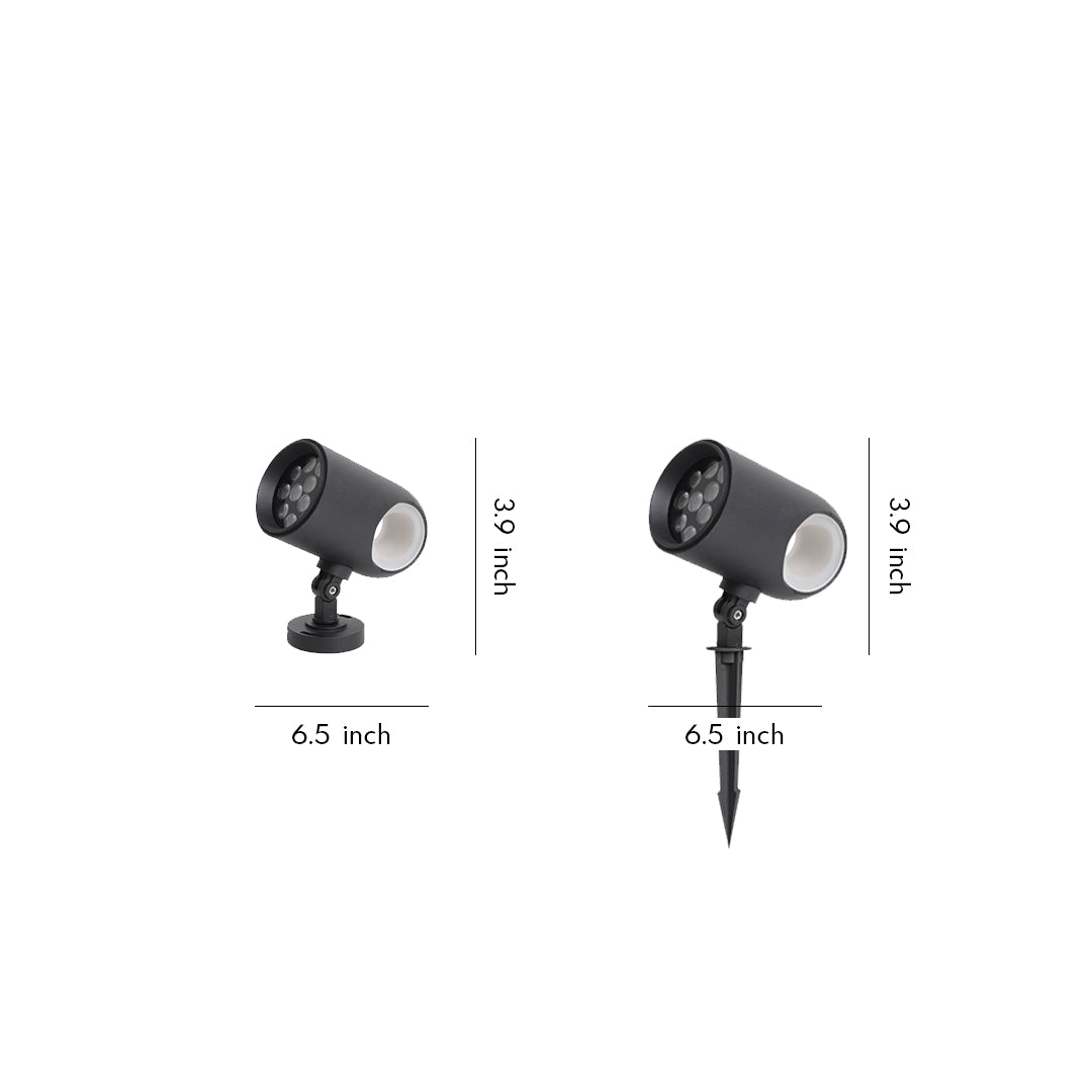 Modern exterior spotlight fixtures set showing multiple compact adjustable spotlights on a clean white background.