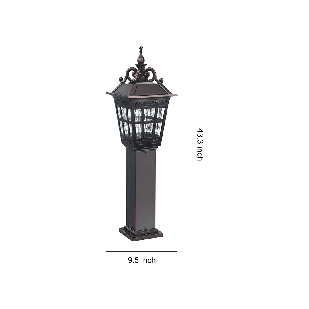 External bollard lights dimensions and installation guide, classic vintage outdoor design illustration