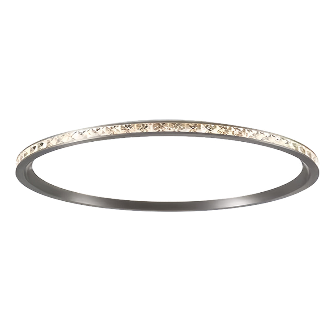 Extra-large round flush mount LED light with luxurious crystal border and sophisticated design