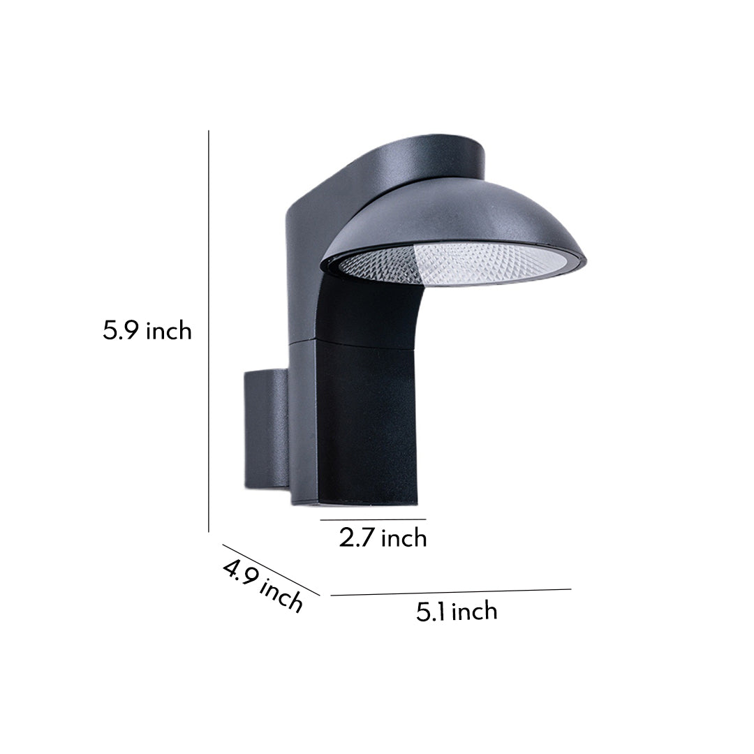 Extra large outdoor wall light with wide curved shade and modern black finish.