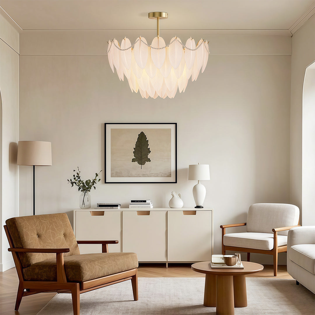 Modern luxury chandeliers enhancing modern dining room with panoramic city views