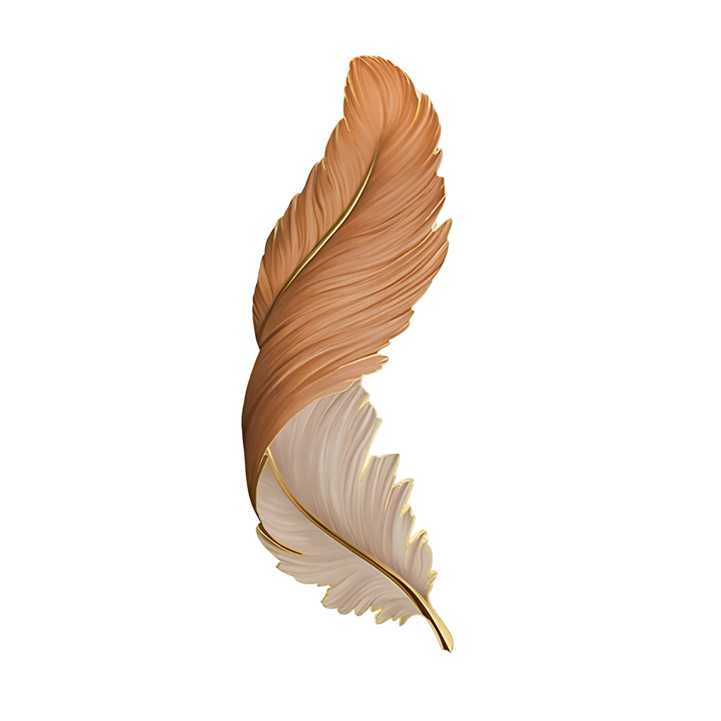 Single feather wall lamp in gold and white finish shown as product image