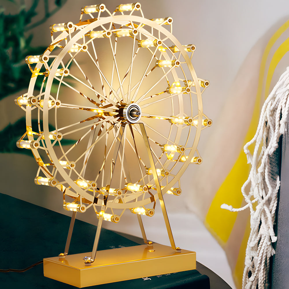 Ferris wheel lights with a close-up of the intricate wheel and LED details.