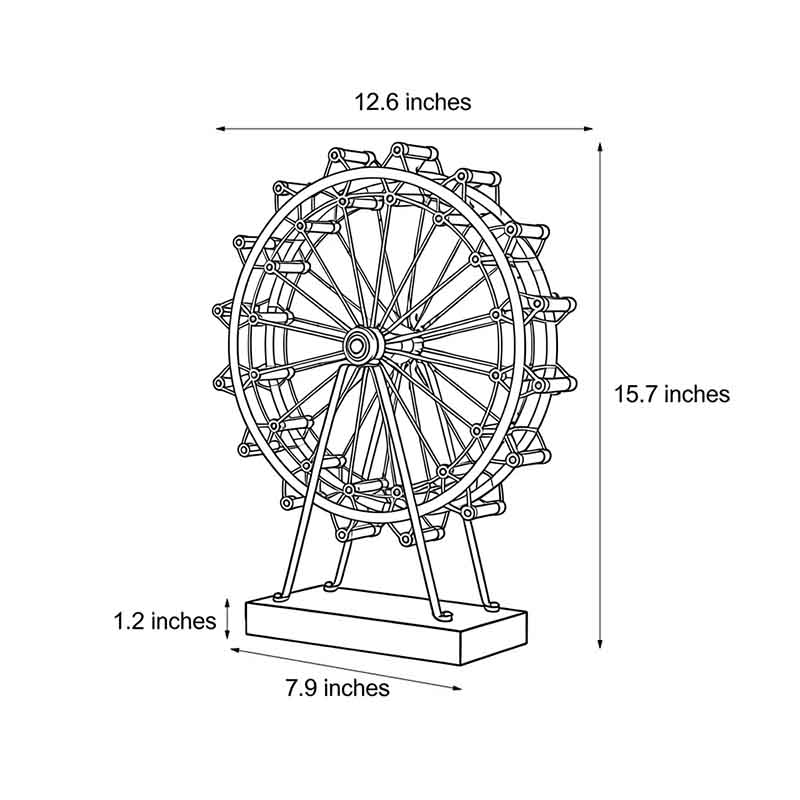 Ferris wheel lights dimensions, front view with size specifications.