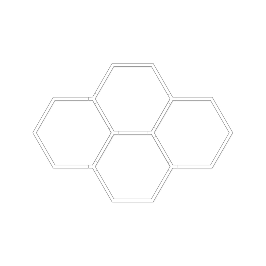 Five-hexagon honeycomb ceiling light cluster design for premium commercial lighting installations.