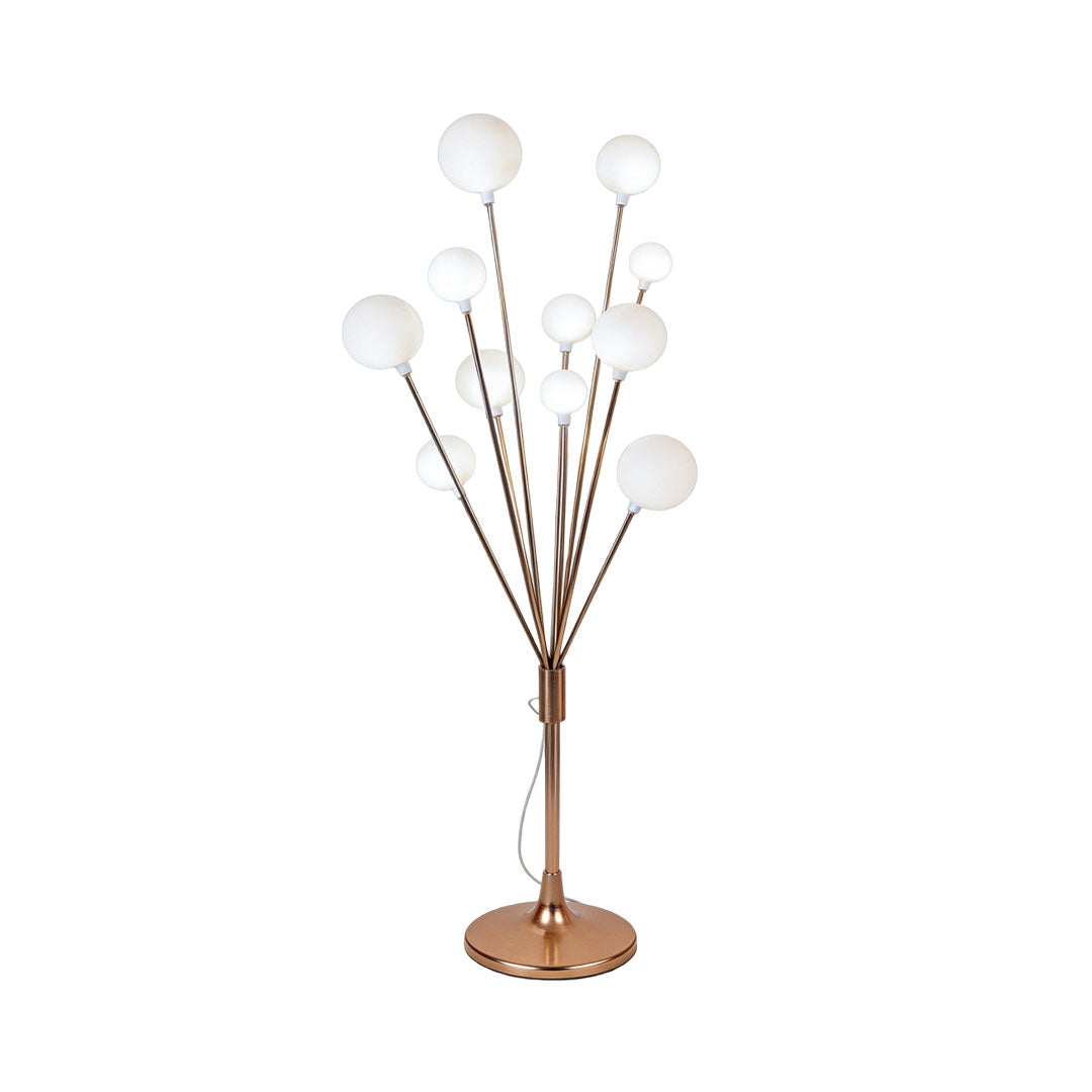 Floor lamp decor with a stylish design, placed on a white floor in a modern interior.