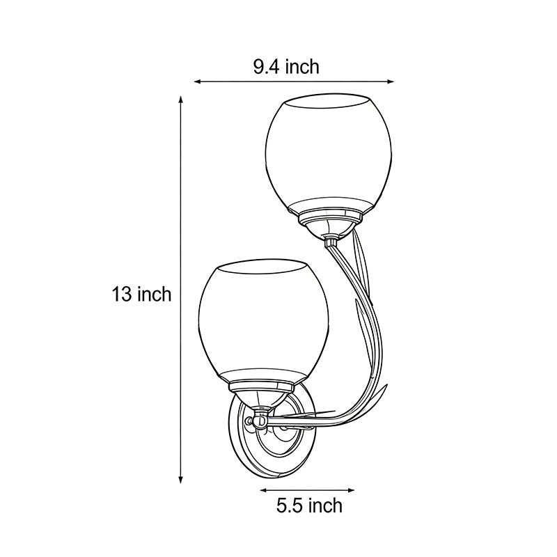 Floral wall sconce dimension drawing with size measurements.