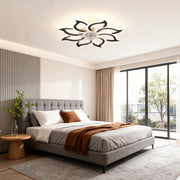 Modern flower petal ceiling light with fan inside, stylish lighting for bedroom interiors X1