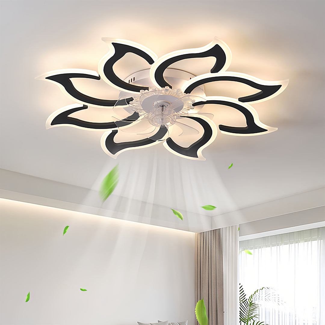 Elegant flower petal ceiling light with fan, stylish and functional lighting for bedrooms X5