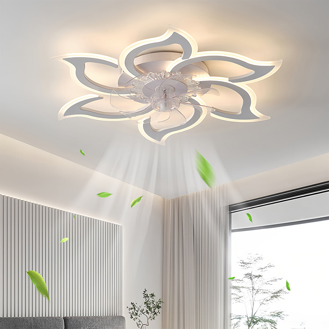 Modern flower petal ceiling light with fan, sophisticated lighting for home interiors X4