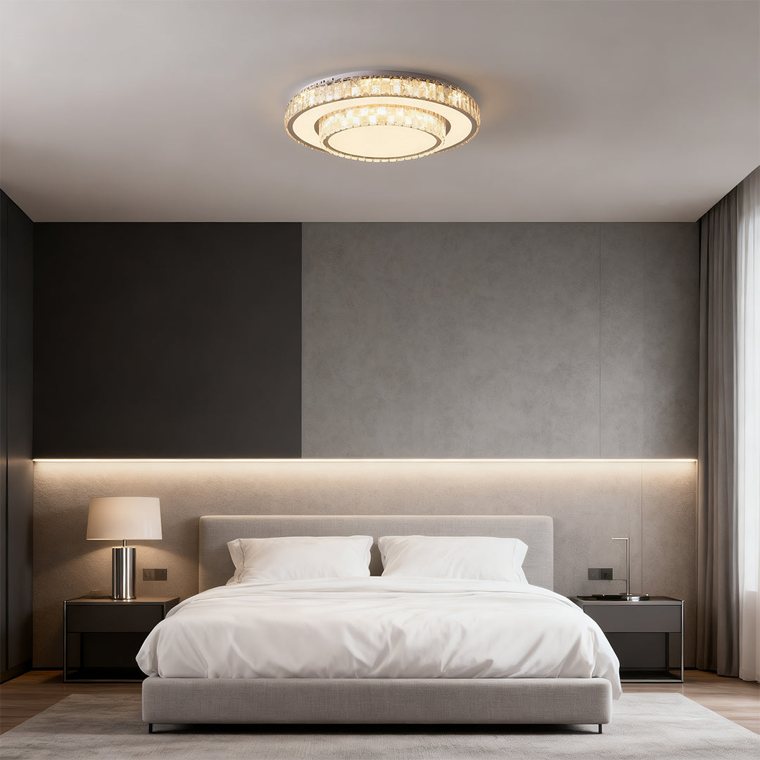 Square flush mount ceiling LED light featured in a bright contemporary room.