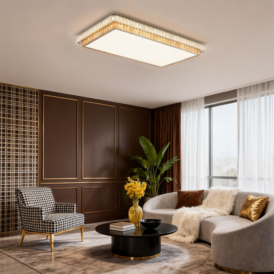 Add warmth and elegance with a flush mount ceiling light modern in style, featuring an amber crystal ring for soft, refined illumination.