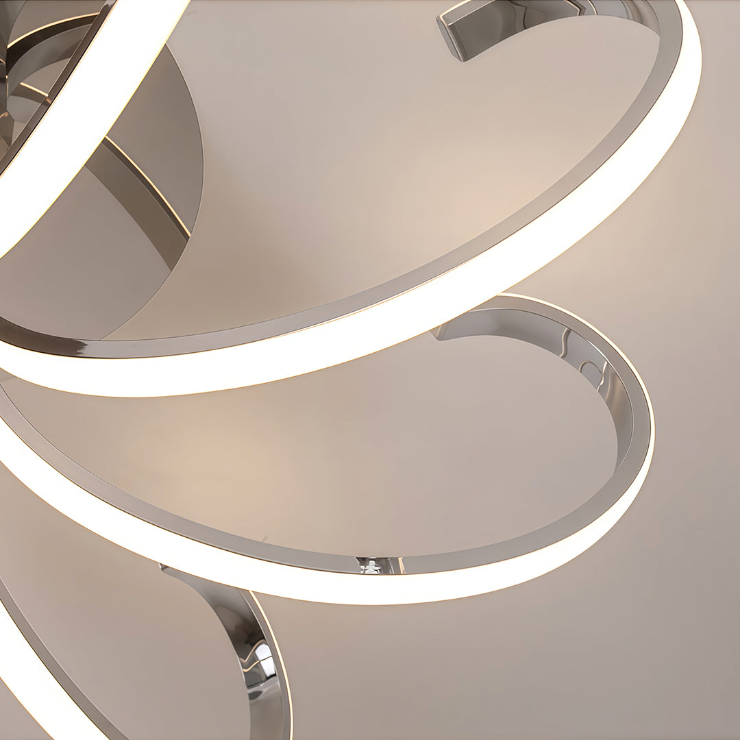 Flush mount led lighting perspective highlighting curved LED band construction