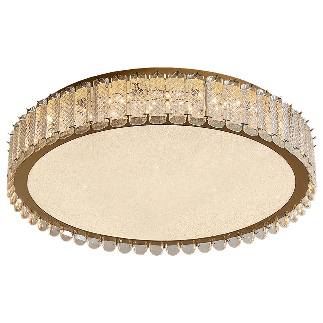 Enhance your living room or bedroom with flush mount modern lighting, featuring a crystal ball fringe for a modern yet elegant glow.