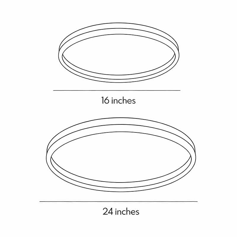Technical diagram of flush mount ring light showing dimensions and installation details.