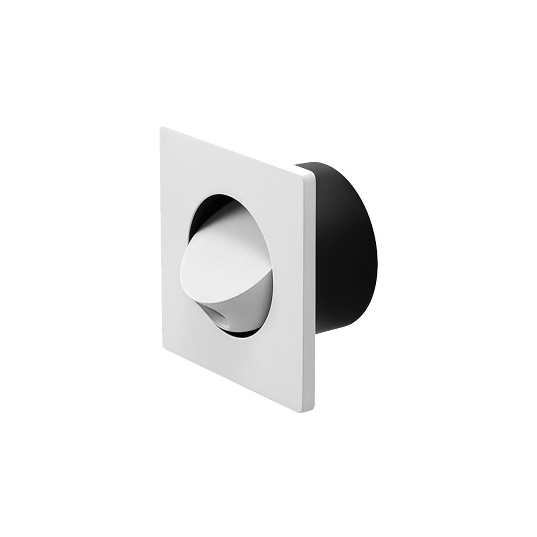 White square flush mount wall light featuring recessed spotlight and sleek contemporary wall fixture.