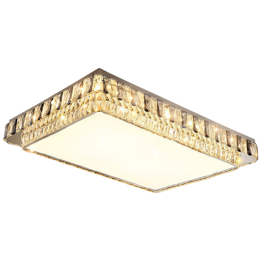 Flush mounting LED light illuminating a cozy living room with warm ambient lighting.