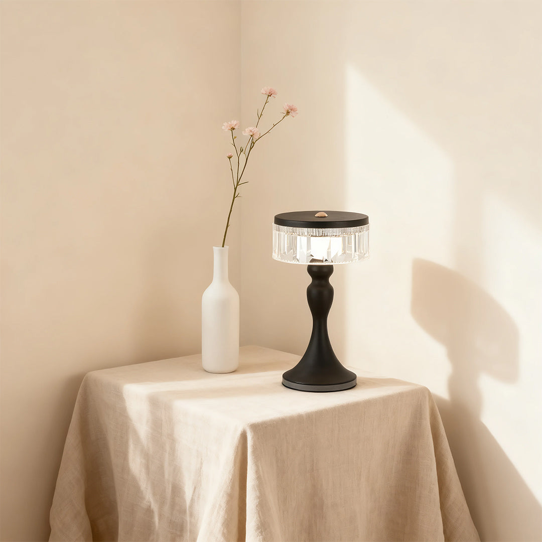 This Nordic-inspired forged iron table lamp combines minimalist style with acrylic accents, providing stylish and functional illumination for modern interiors.