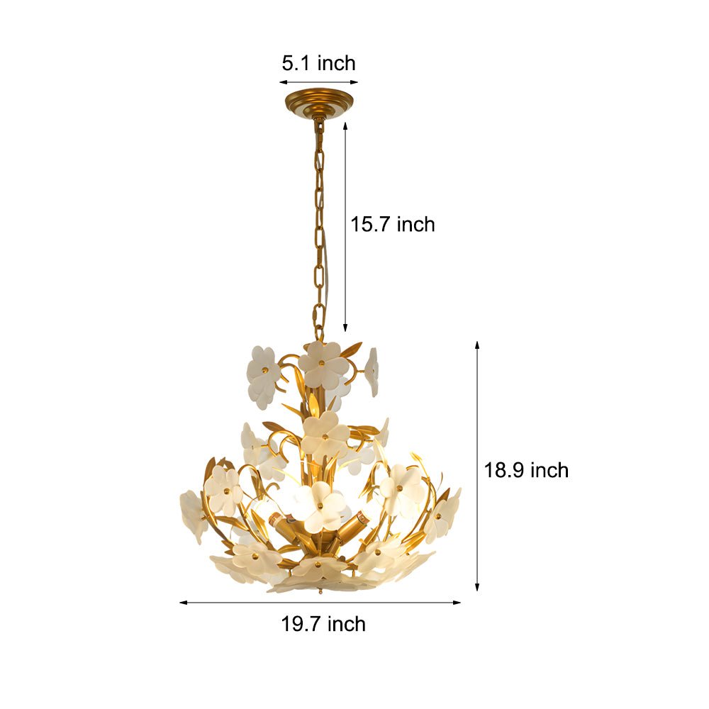 French Style 4 - Light Glass Flower Bouquet Chandelier