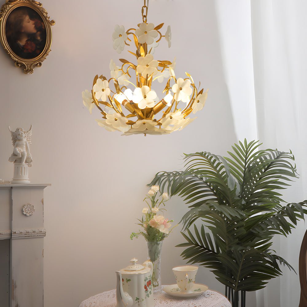 French Style 4 - Light Glass Flower Bouquet Chandelier