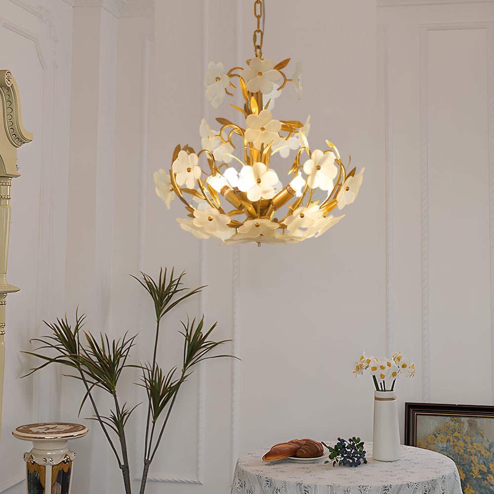 French Style 4 - Light Glass Flower Bouquet Chandelier