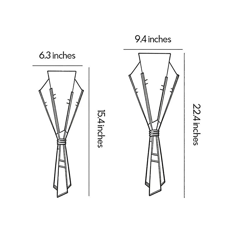 French wall sconces dimension drawing showing two size options and fixture measurements.