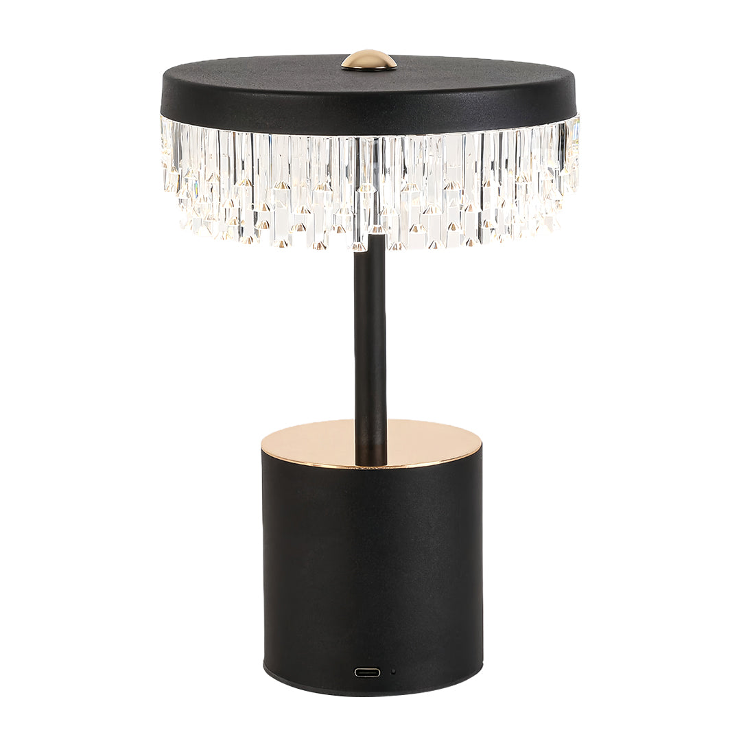 This creative fringe table lamp combines modern minimalist design with practical USB charging, providing elegant light for home or workspace.