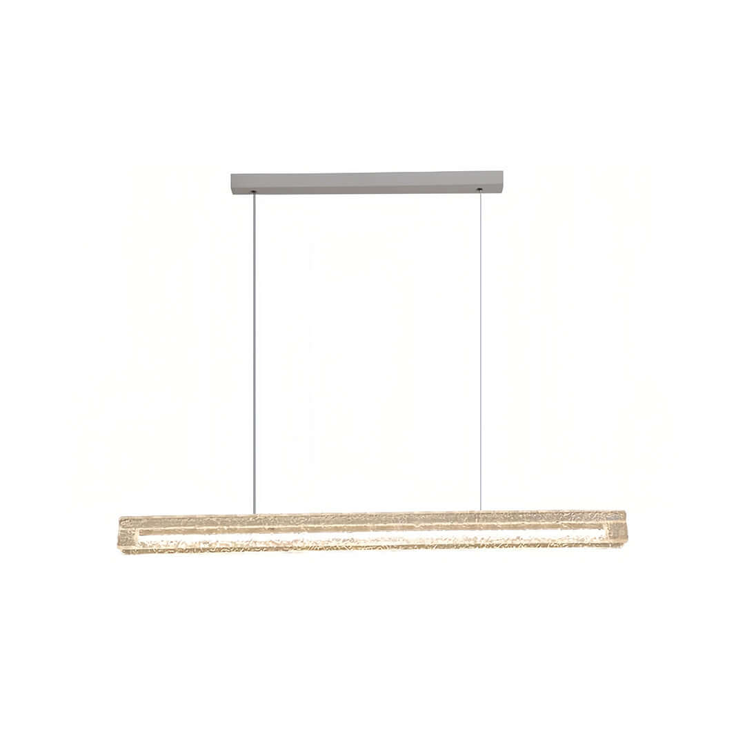 Full product view of the linear rectangular modern white pendant light on a clean, isolated background.