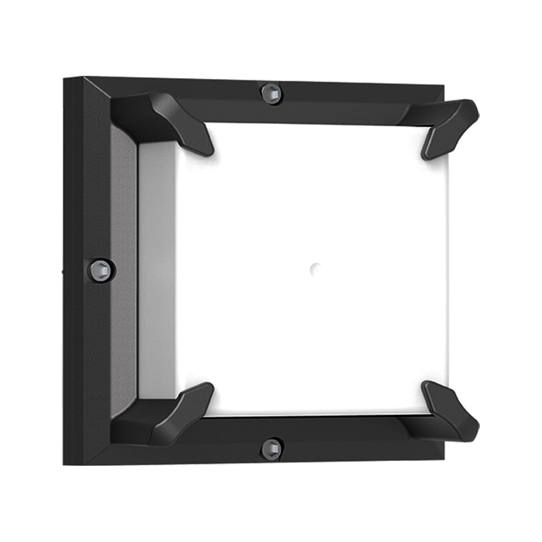 Direct overhead shot of the full square Black Outdoor Wall Light fixture with a plain white lens cover.
