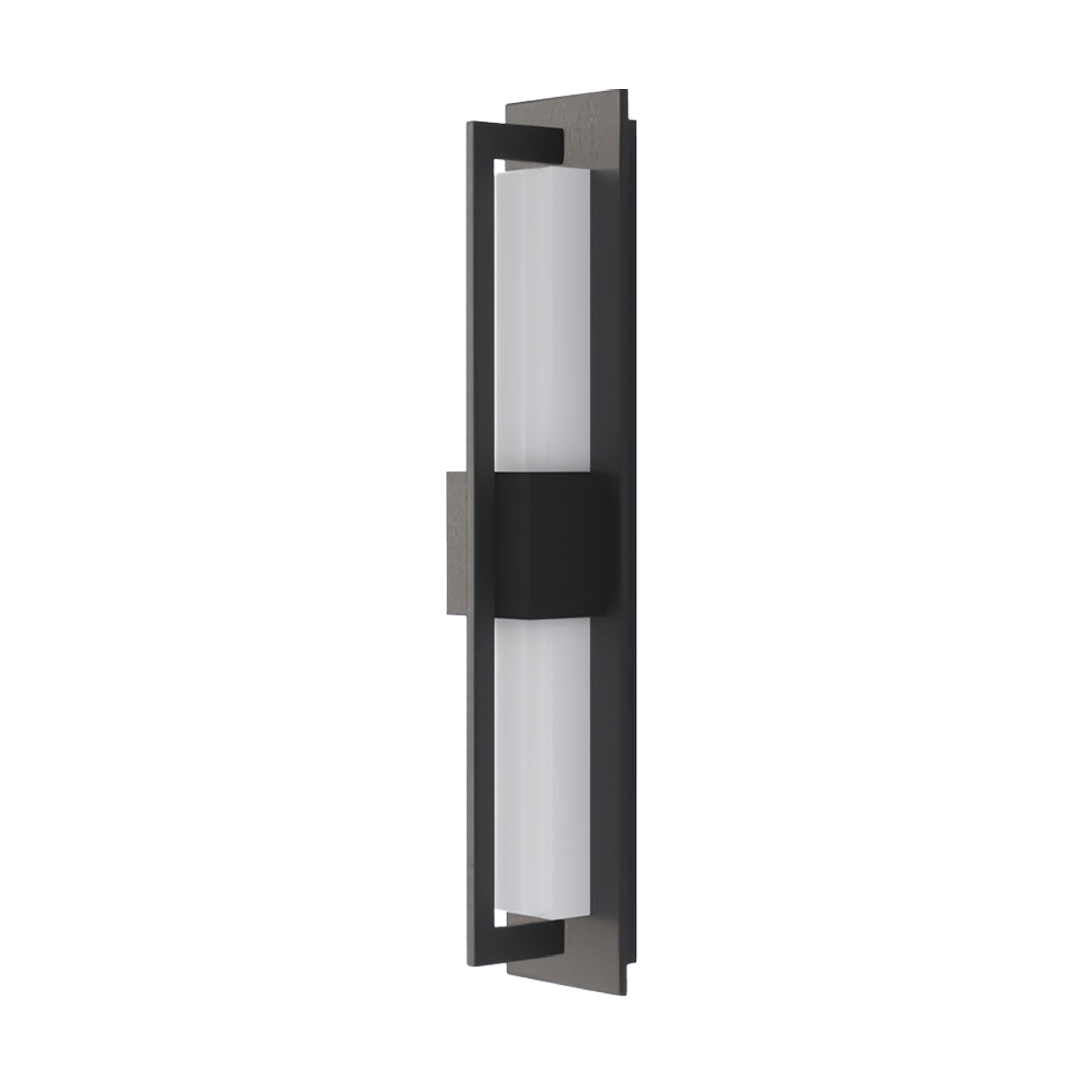 Tall slim garden bollard lighting fixture featuring a minimalist vertical design in a matte black finish.