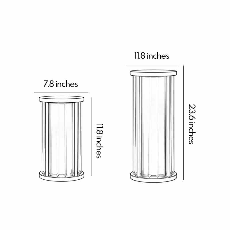 Technical diagram of garden bollard lighting showing dimensions and installation details.