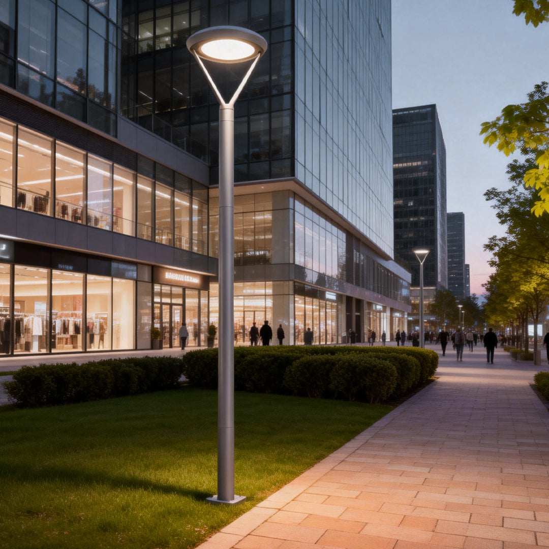 Modern garden pole lamp with sleek design, perfect for illuminating walkways and outdoor spaces with a clean, contemporary style.