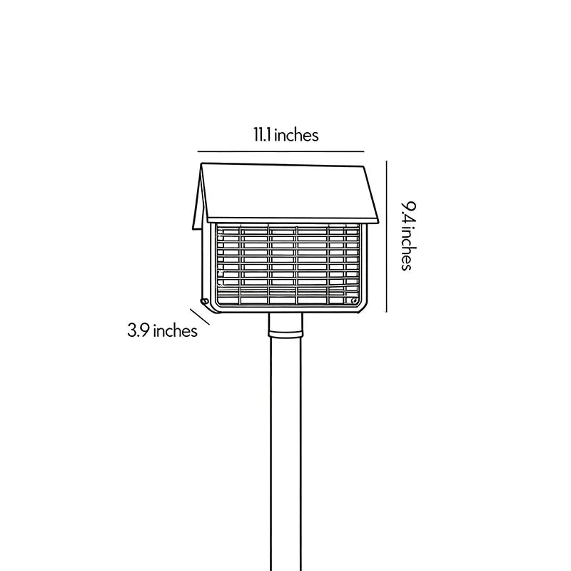 Garden solar path lights dimension diagram showing overall height, top width, and light head size.
