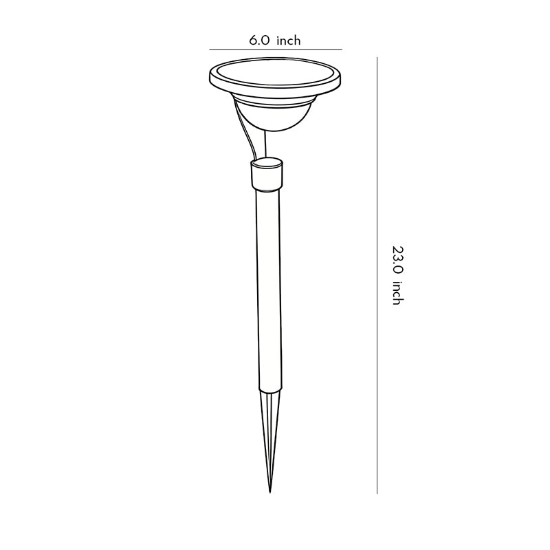 Line drawing of garden stake solar lights dimensions, providing installation specifications.