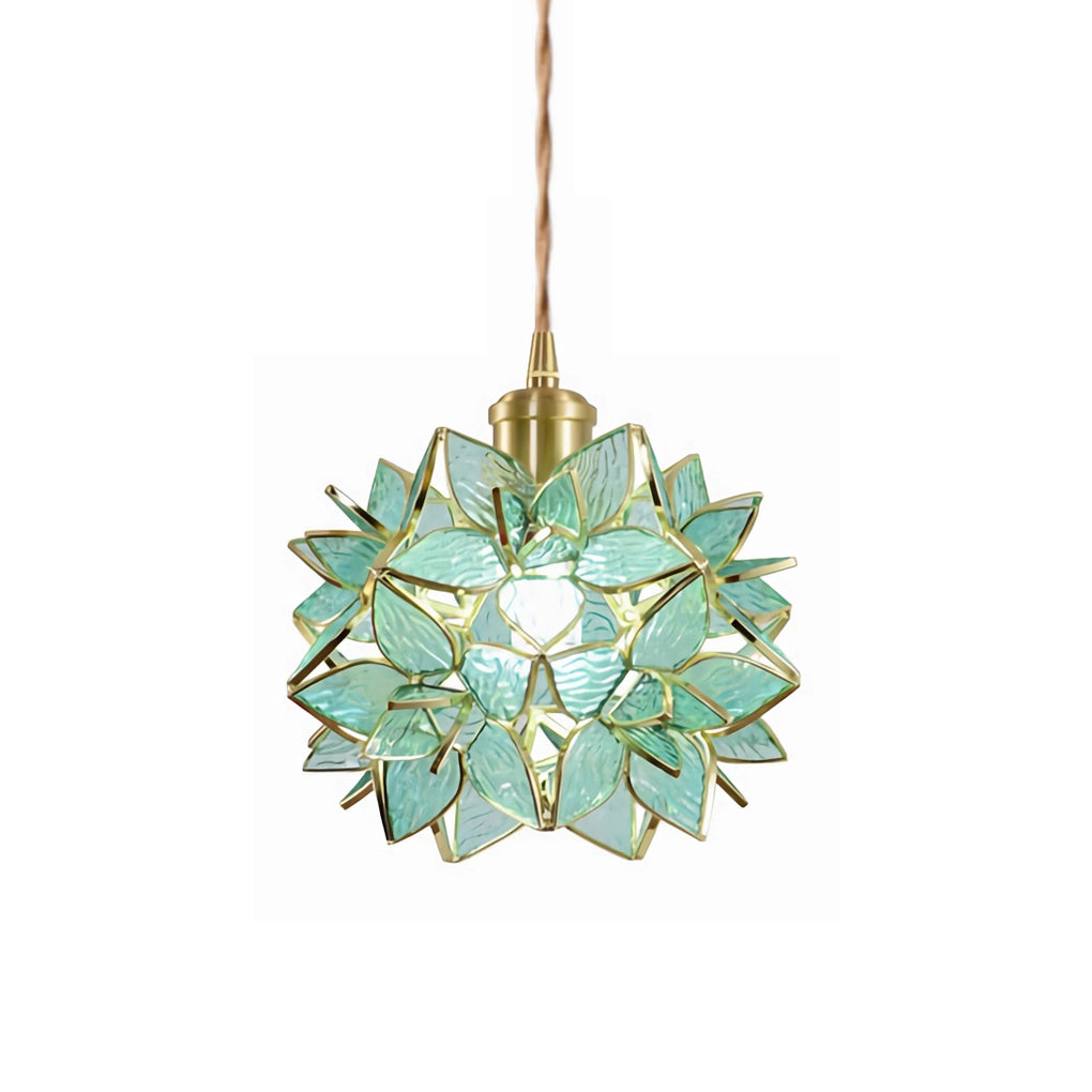 Gardenia pendant light in green enhancing a modern interior.