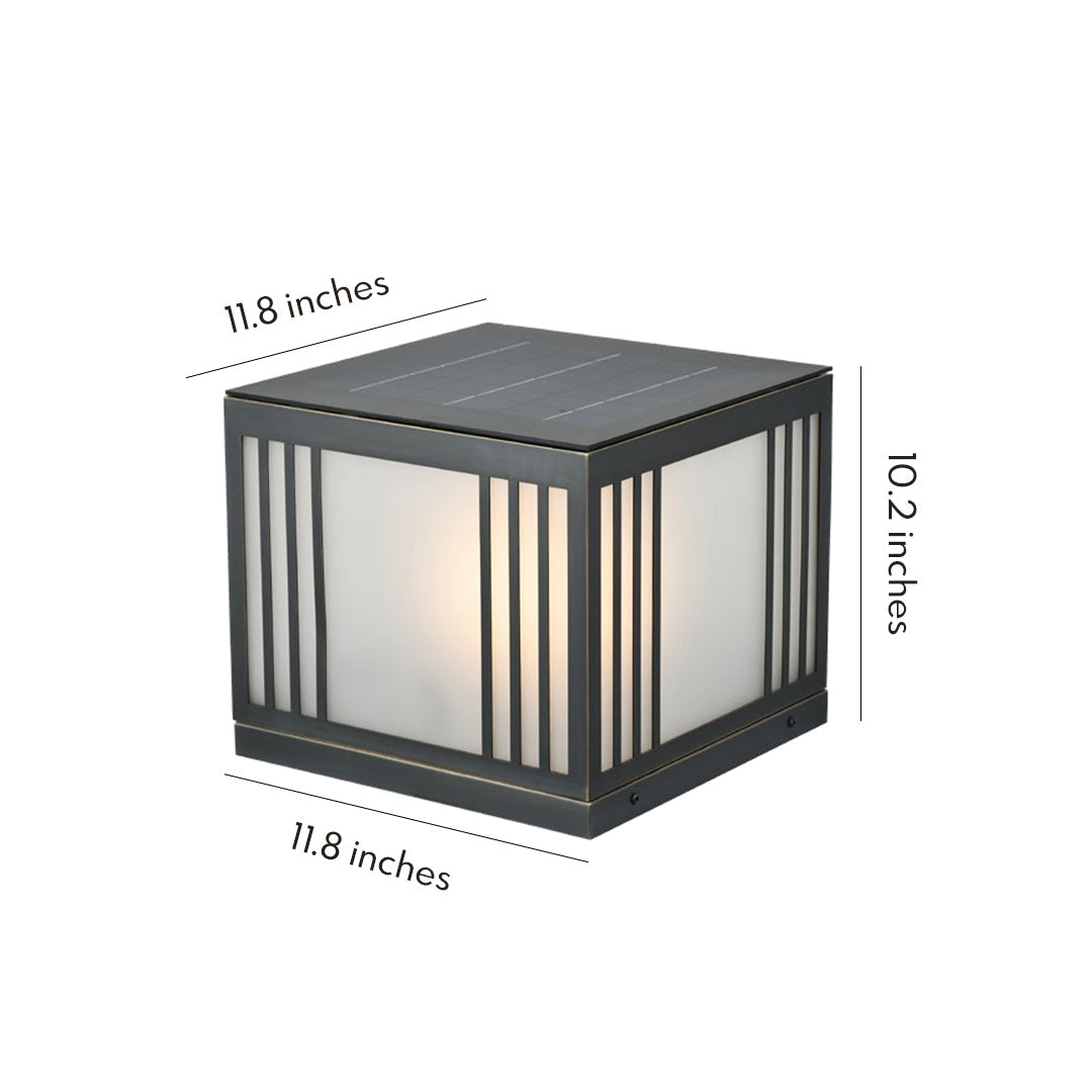 Technical diagram of a gate pillar solar light, highlighting its sleek and functional design.