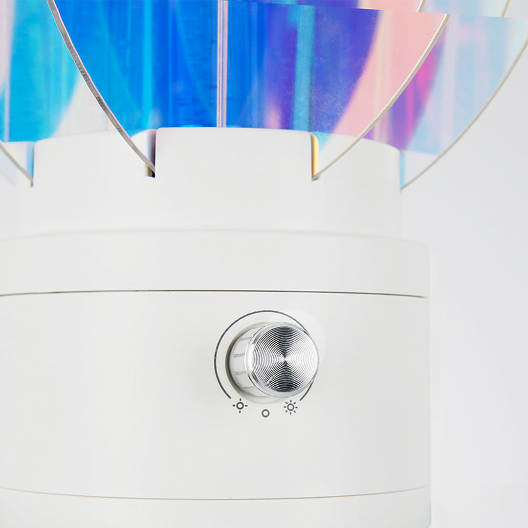 Contemporary colourful table lamps with geometric blue accents and sleek metallic finish