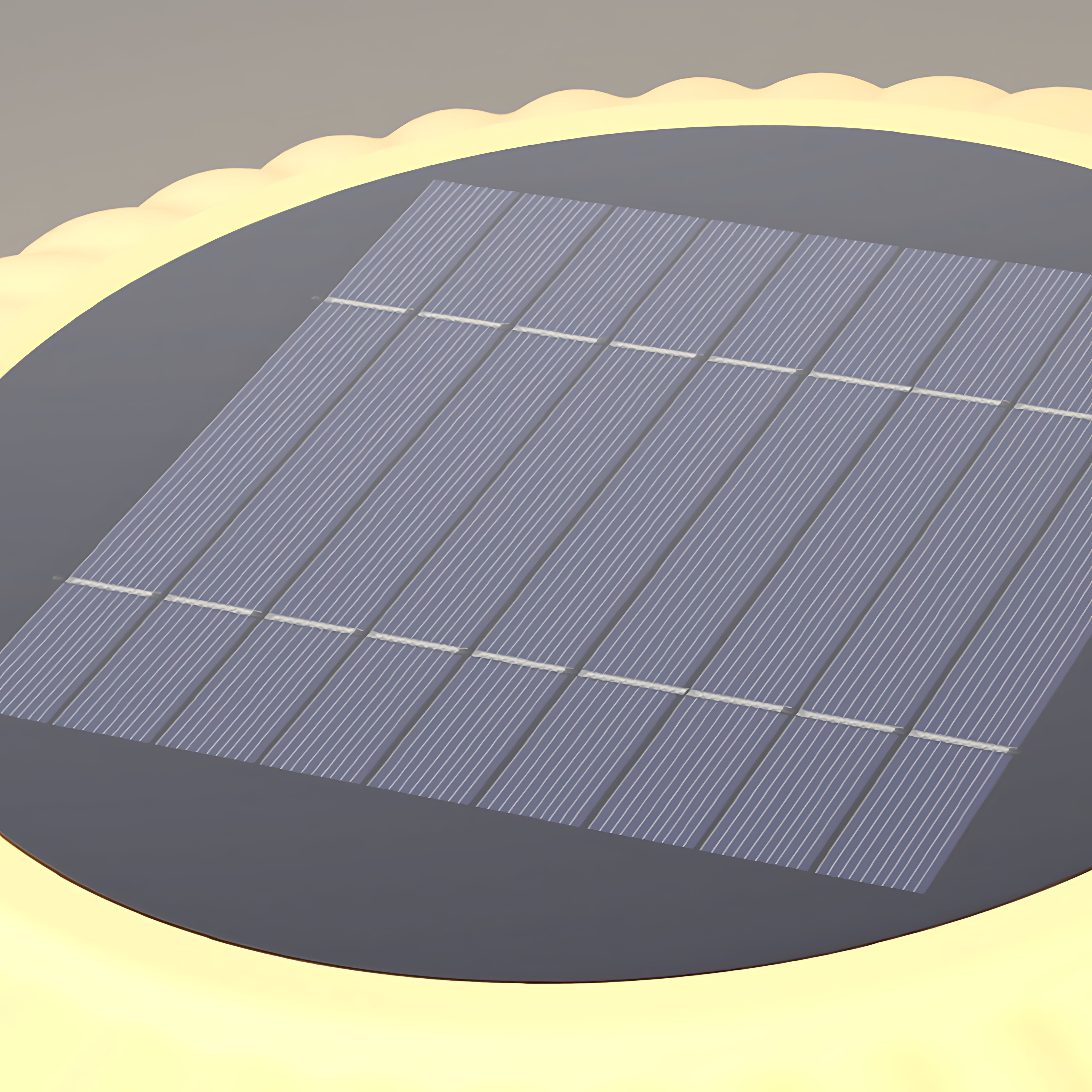 Geometric hollow square pillar light design with translucent LED dome creating soft diffused lighting on textured surface