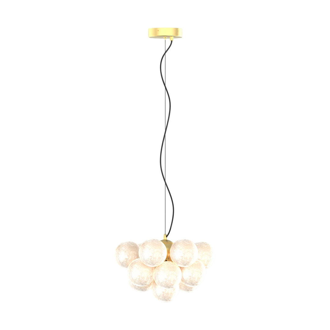Minimal glass ceiling light fixture isolated on white background.