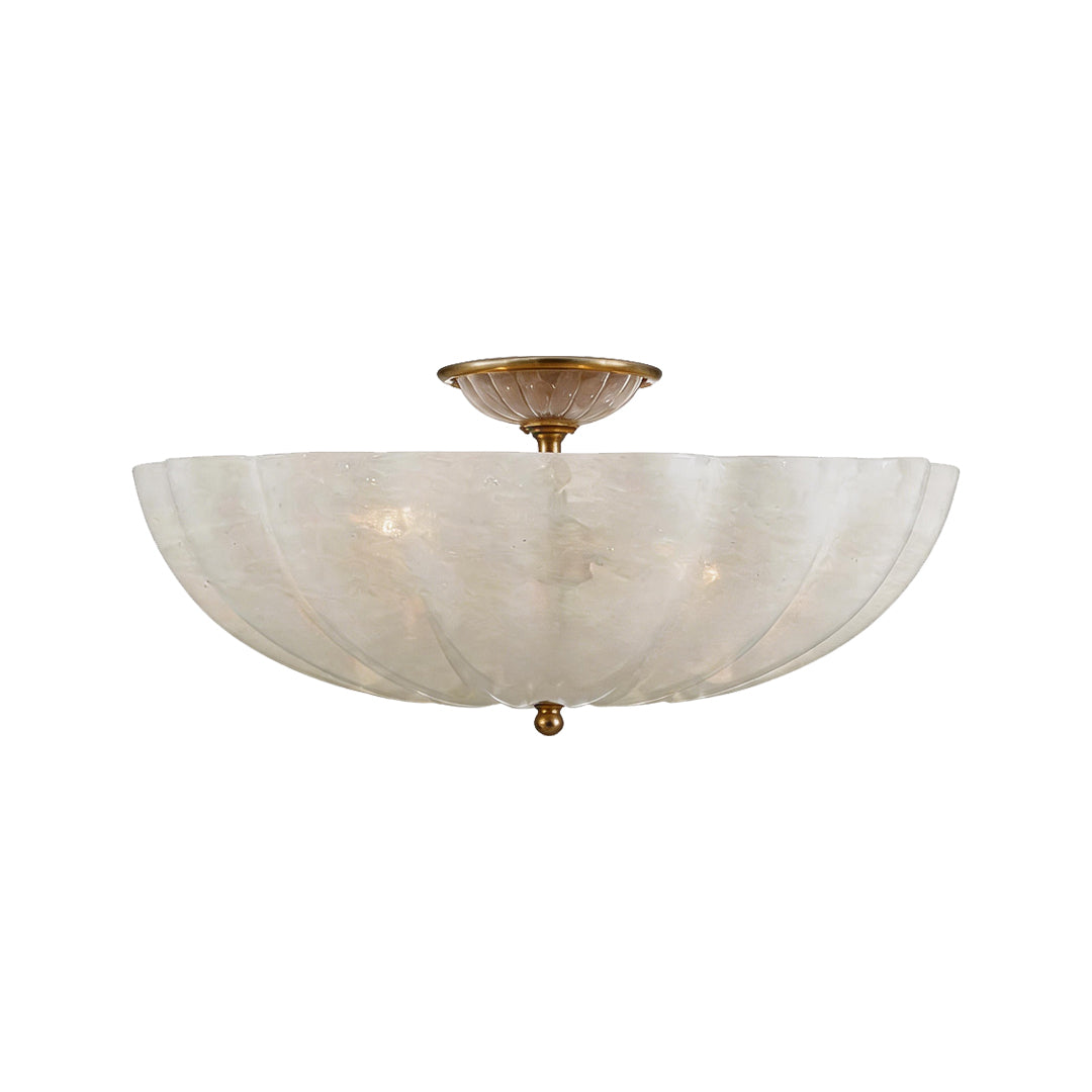 Glass ceiling lights large flush mount bowl version with curved translucent glass shade.
