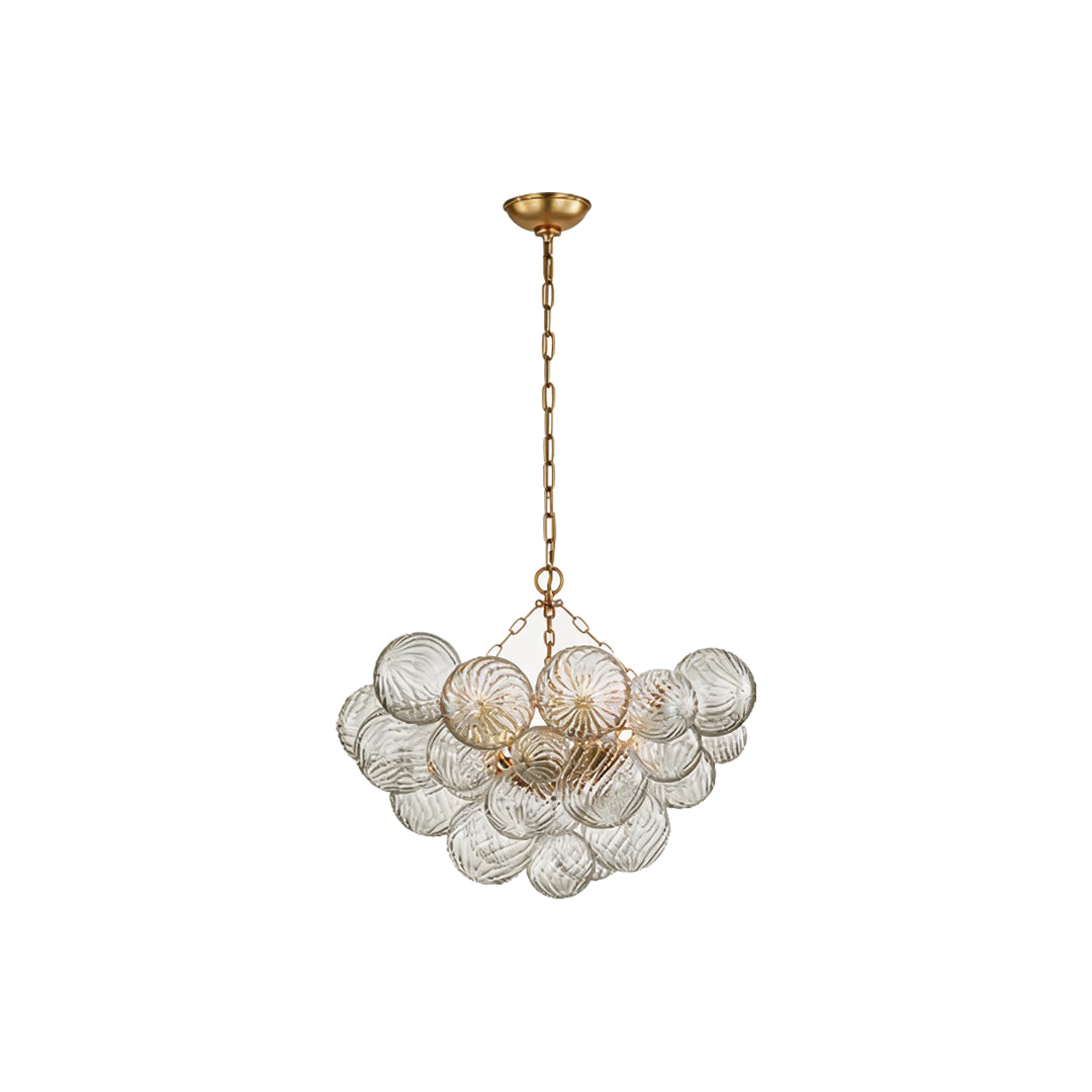Glass chandelier art compact cluster version with layered glass bubble design.