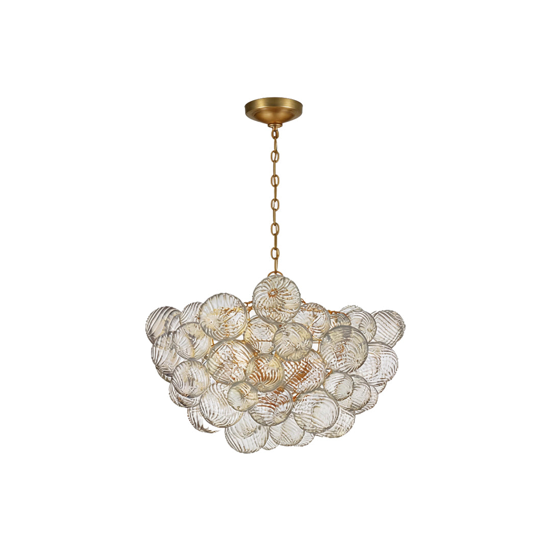 Glass chandelier art large statement chandelier with cascading textured glass spheres.