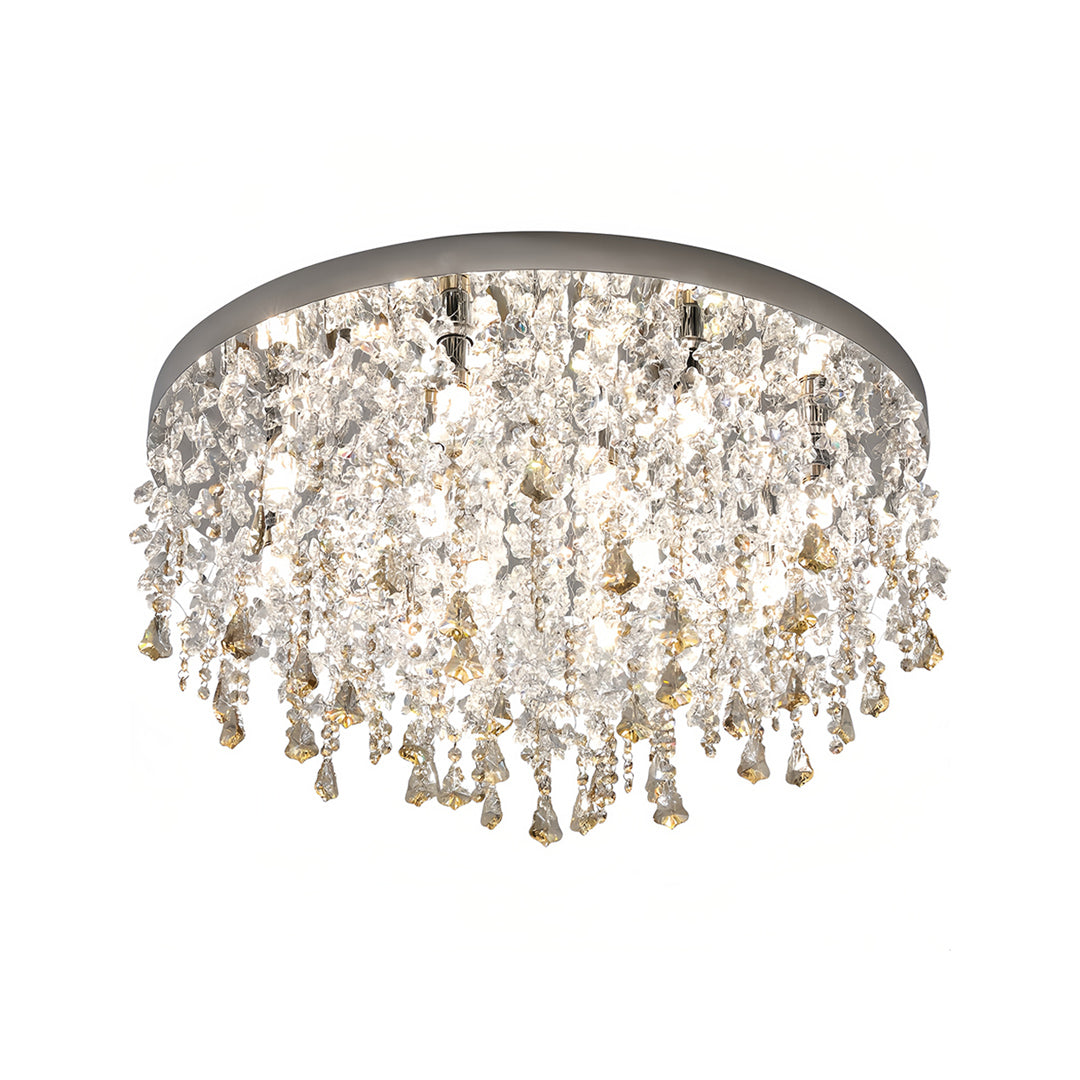 Glass flush mount ceiling light product image on a white background in a compact round size.
