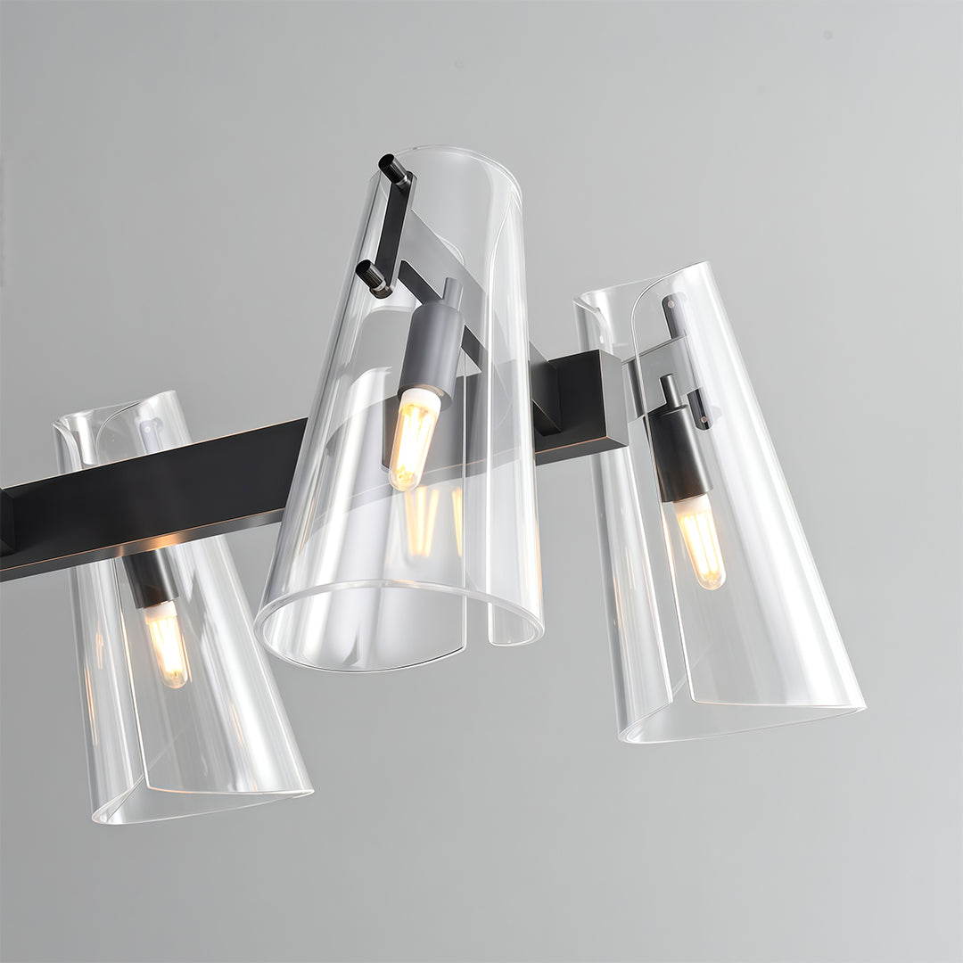 Modern luxury chandeliers style glass flush mount lighting perspective showing geometric glass arrangement