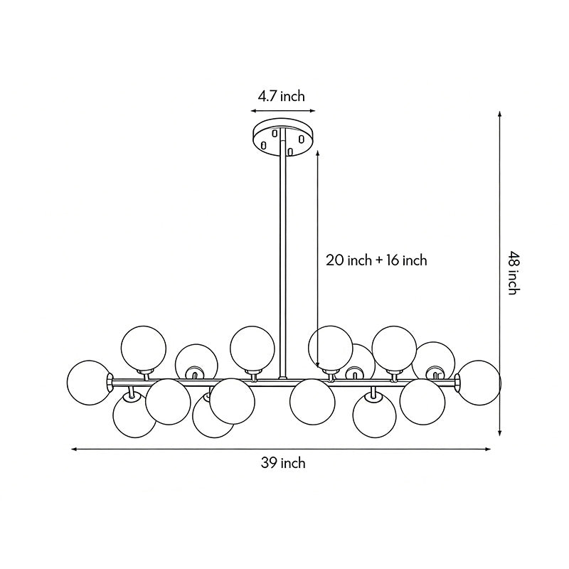 glass-globe-linear-chandelier-dimensions-front-view-size-specs